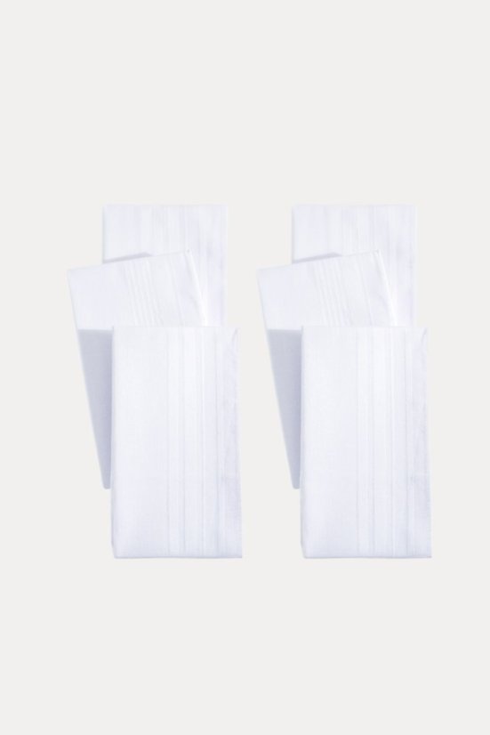 Chusteczki męskie bawełniane URANOS, 6 szt - Rozmiar: 43 x 43 cm, Kolor: Biały, Opakowanie: W ozdobnym pudełku 6 szt