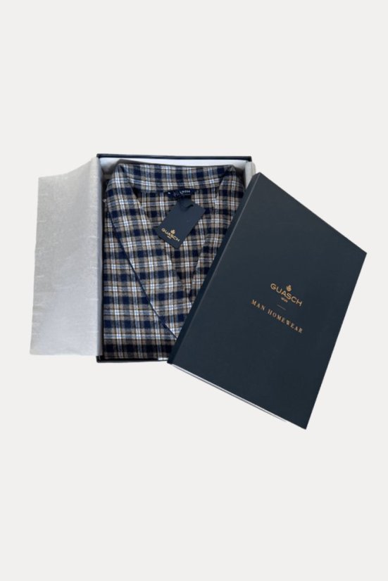 Herrenbademantel aus Flanell PABLO - Größe: XXL, Farbe: Dunkelblau / Navy
