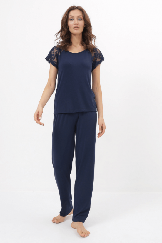 Damenpyjama aus Bambus SUSANA - Größe: XL, Farbe: Hellblau / Light blue