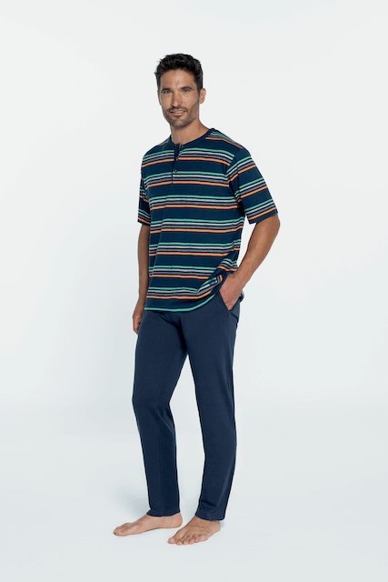 Pánské pyžamo LEONARDO - Velikost: XL, Barva: Tmavě modrá