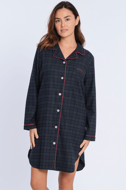 Damennachthemd aus Flanell BECCA - Größe: XL, Farbe: Dunkelblau / Navy