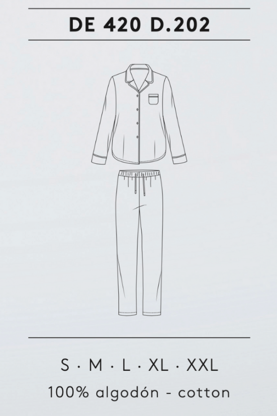 Damenpyjama aus Flanell BLANCA - Größe: S, Farbe: Creme-Schwarz / Cream-Black