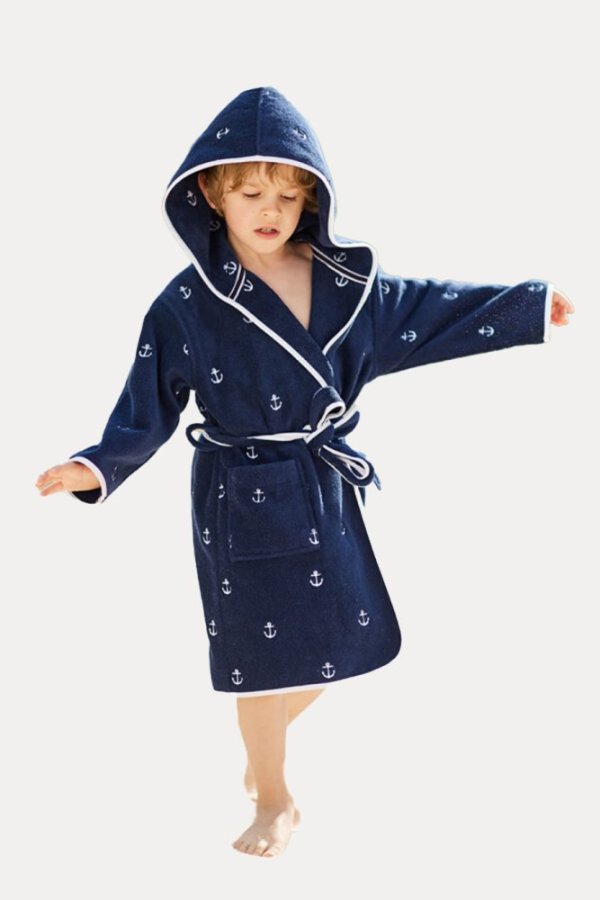 Kinderbademantel MARINE BOY mit Kapuze in einer Geschenkverpackung