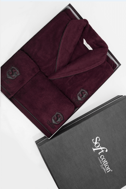 LUXURY férfi fürdőköpeny + törölköző + fürdőlepedő + box