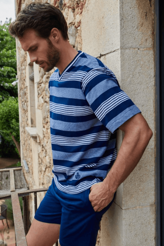 Pánské pyžamo krátké ROBERTO - Velikost: M, Barva: Tmavě modrá