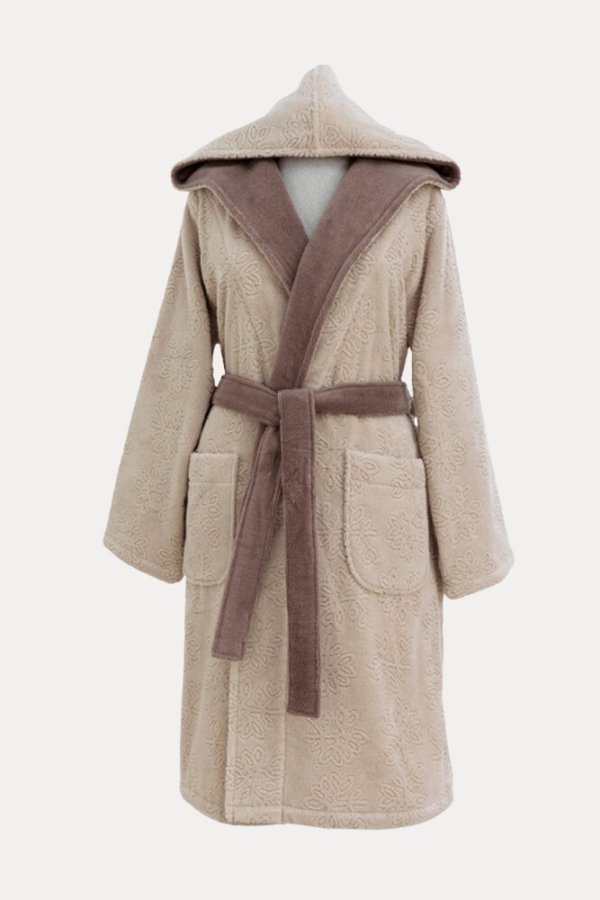 LEAF rövid, kapucnis női fürdőköpeny