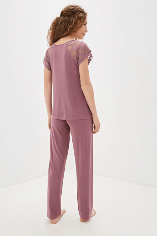 Pijamale femei SUSANA din bambus - Mărime: XL, Culoare: Violet închis / Berry