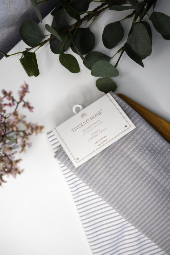 Prosoape de bucătărie LINES, 2 buc - Dimensiune: Set (2 buc, 45x70 cm), Culoare: Gri / Grey