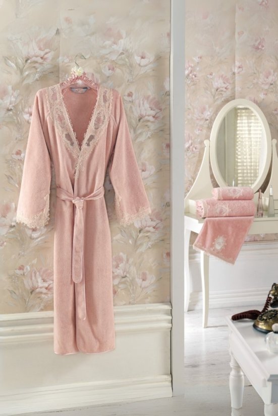 Dámsky elegantný župan DESTAN v darčekovom balení - Veľkosť: L, Farba: Fialová / Lila