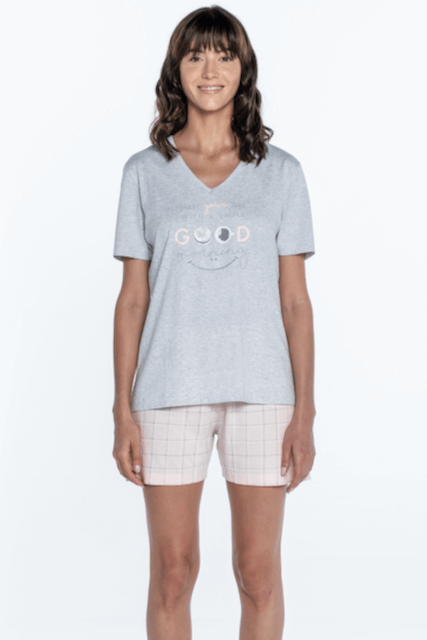 Damenpyjama CLARA - Größe: L, Farbe: Hellgrau / Light Grey