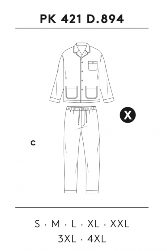 Herren Pyjamas aus Flanell SAMUEL - Größe: S, Farbe: Dunkelgrau / Dark grey