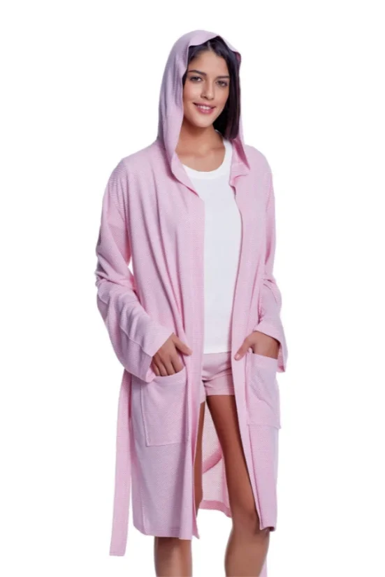 Dámské bambusové pyžamo GINA s županem - Velikost: XL, Barva: Růžová