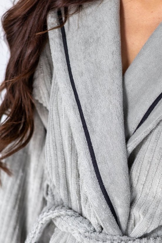 Unisex župan STRIPE s kapucí - Velikost: S, Barva: Šedá