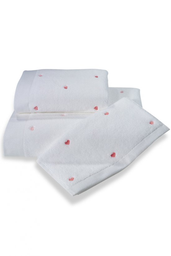 Mały ręcznik MICRO LOVE 30x50cm - Kolor: Biały / czerwone serduszka