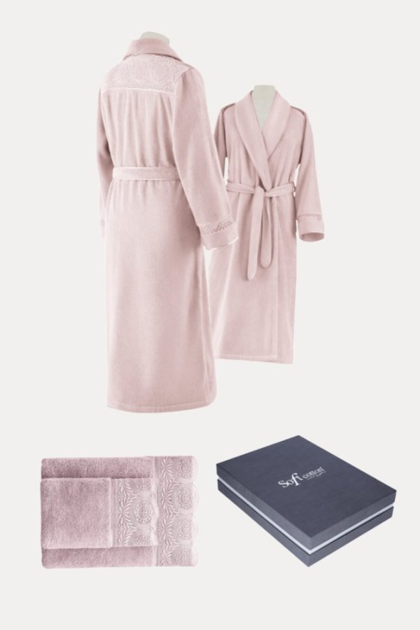 Damenbademantel QUEEN + Handtuch + Badetuch + box