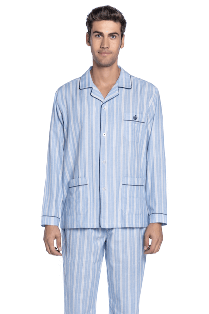 Pijamale de flanel pentru bărbați RODRIGO - Mărime: M, Culoare: Albastru deschis / Light blue