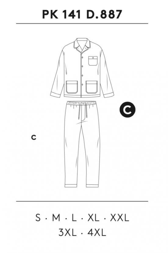 Herren Pyjamas FRANCESCO - Größe: M, Farbe: Grau / Grey