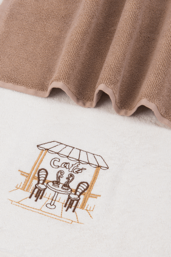 Geschirrtücher CAFE, 2 St. - Abmessung: Set (2 St., 40x60 cm), Farbe: Creme-Mustard
