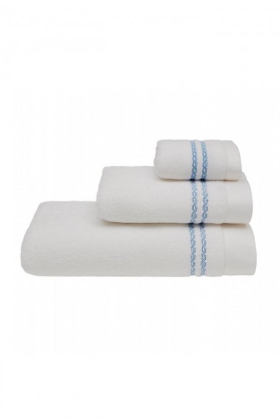 Zestaw podarunkowy małych ręczników CHAINE, 3 szt - Kolor: Biały / niebieski haft