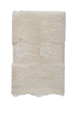 Handtuch STELLA mit Spitze 50x100 cm - Farbe: Creme