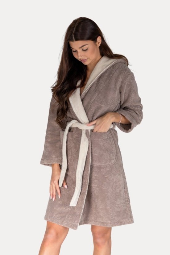 Halat scurt pentru femei LEAF cu glugă