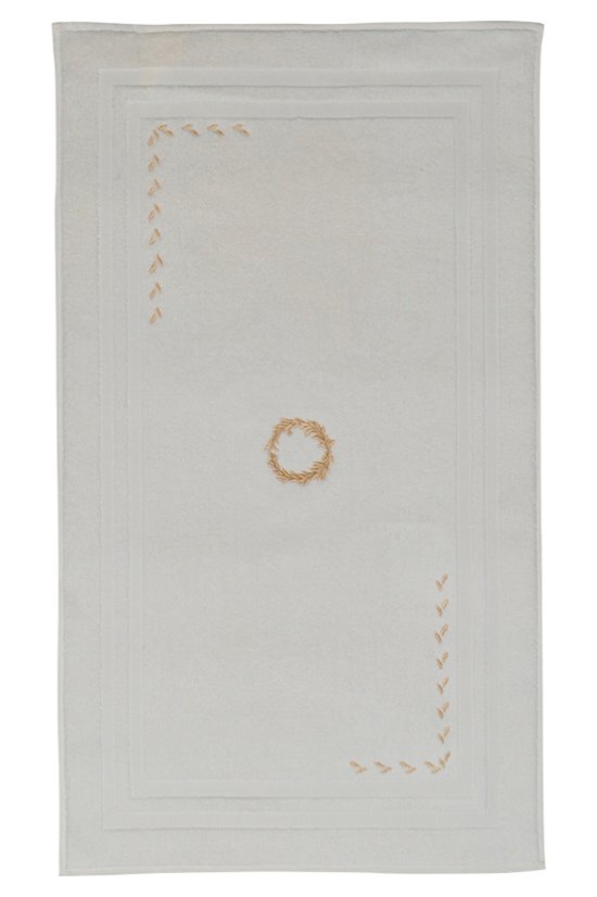 Covor de baie SEHZADE 50x90 cm - Culoare: Alb crem - broderie auriu