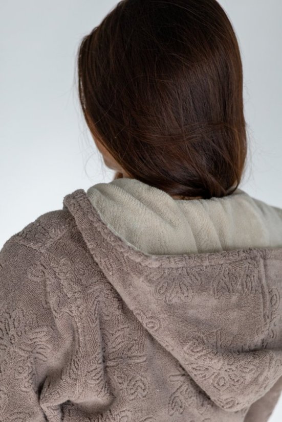 Damski krótki szlafrok LEAF s kapturem