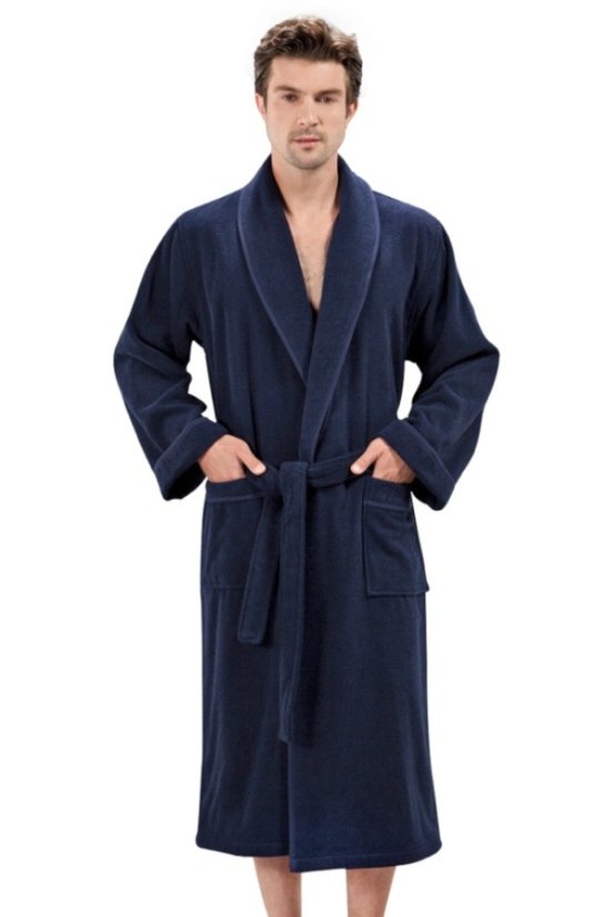 Herrenbademantel LORD - Größe: XXL, Farbe: Dunkelblau / Navy