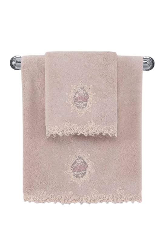 Dárkové balení ručníků a osušky DESTAN, 3 ks - Barva: Pudrová