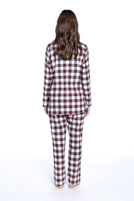 Pijama din flanel pentru femei ESTELA - Mărime: M, Culoare: Bordeaux