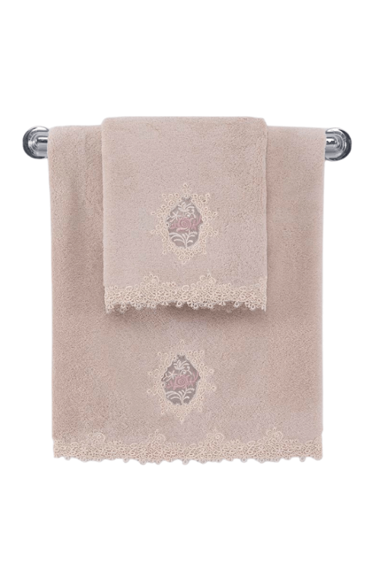 Bademantel DESTAN + Handtuch + Badetuch + box