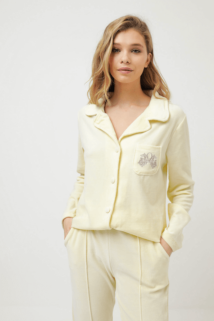 Damenpyjama CARLA - Größe: L, Farbe: Hellgelb / Light yellow