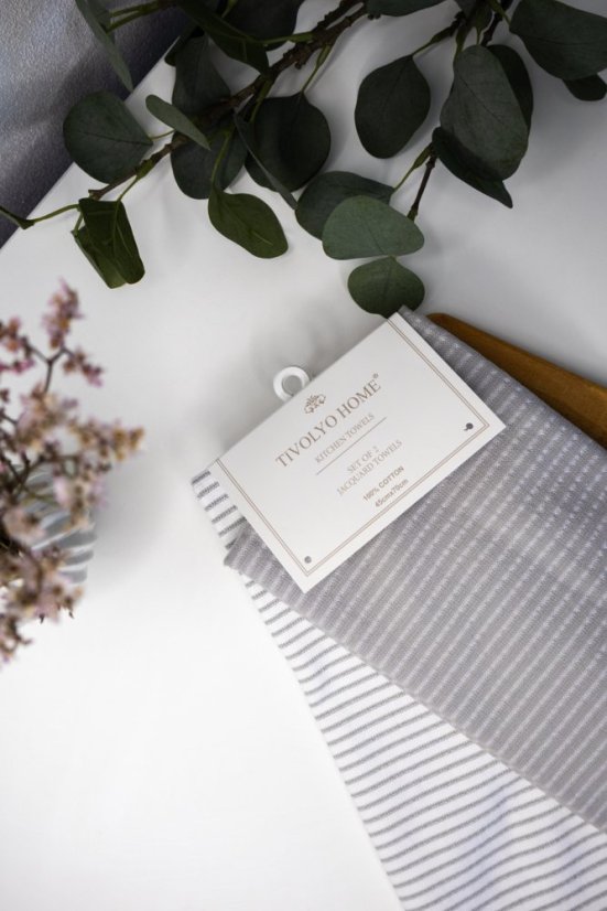 Prosoape de bucătărie LINES, 2 buc - Dimensiune: Set (2 buc, 45x70 cm), Culoare: Gri / Grey