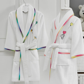 Dziecięcy szlafrok RAINBOW BOY w ozdobnym opakowaniu - Rozmiar: 6 lat (wys.116 cm), Kolor: Biały
