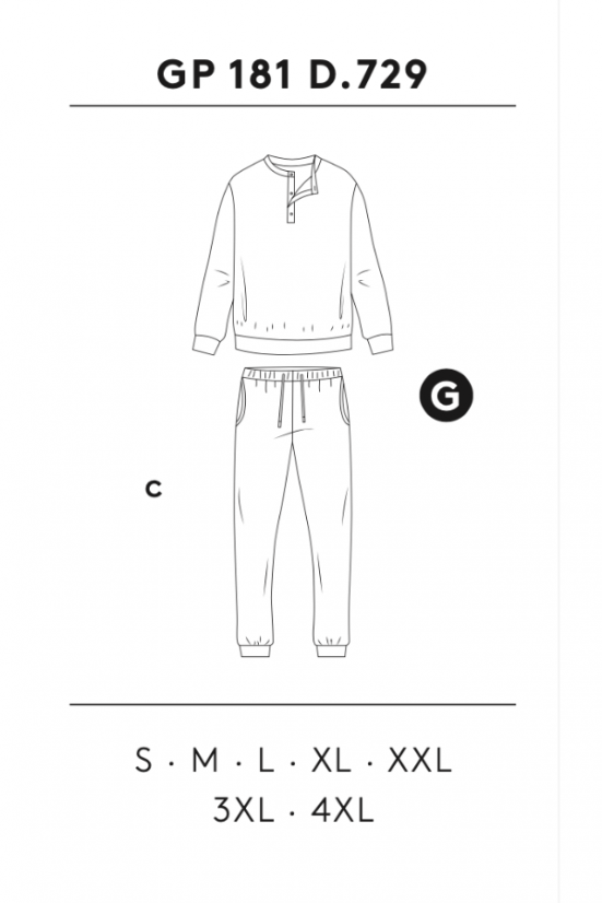 Herren Pyjamas DOMINIC - Größe: L, Farbe: Dunkelblau / Navy
