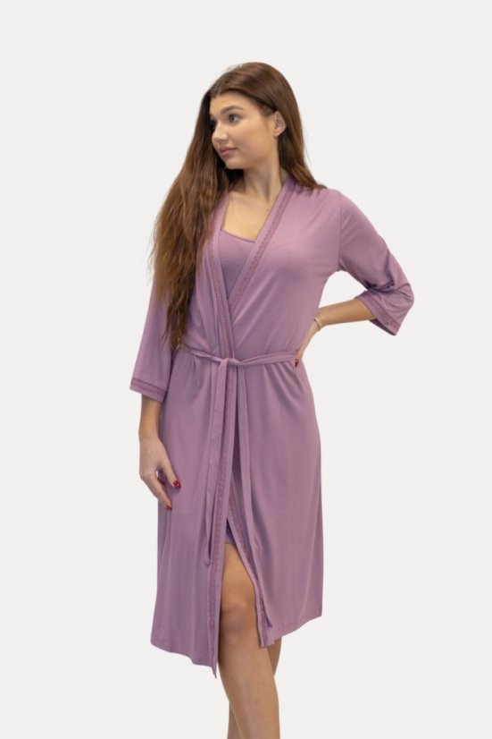 Női hálóing bambuszból ERICA és fürdőköpeny - Méret: XL, Szín: Bogyó / Berry