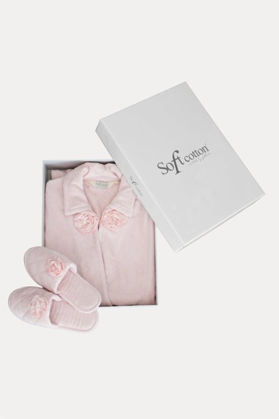 Damski bambusowy szlafrok ROSE + kapcie