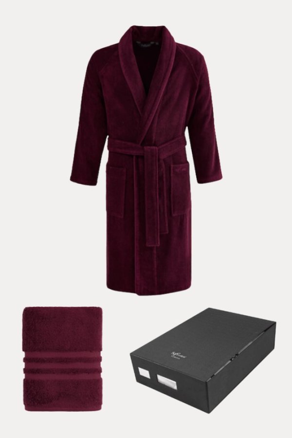 Herrenbademantel PREMIUM in einer Geschenkverpackung + Handtuch