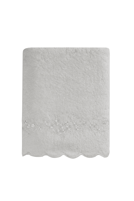 Ręcznik kąpielowy SILVIA 85x150cm z koronką - Kolor: Śmietankowy