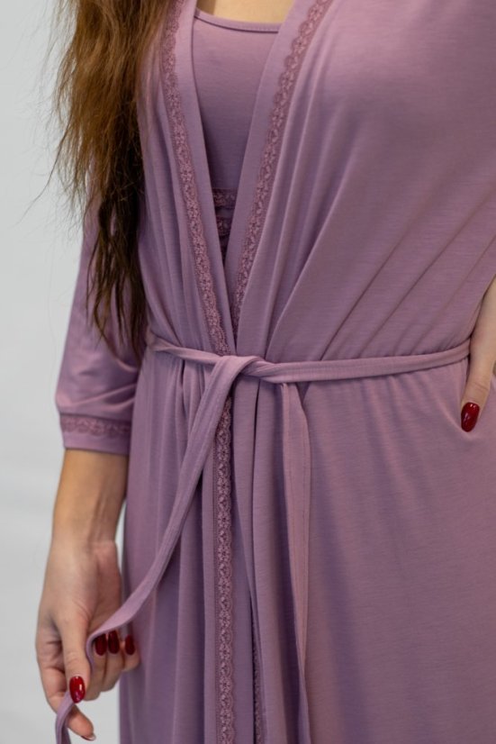 Női hálóing bambuszból ERICA és fürdőköpeny - Méret: XL, Szín: Bogyó / Berry