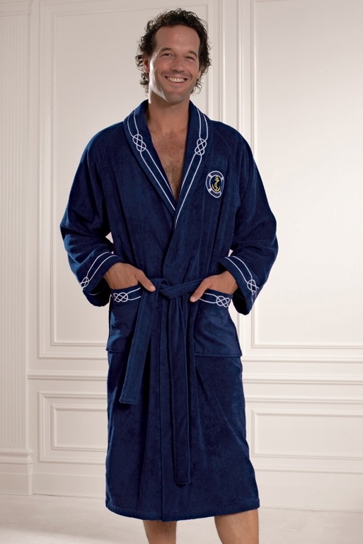 Męski szlafrok MARINE MAN w ozdobnym opakowaniu + ręcznik + kapcie