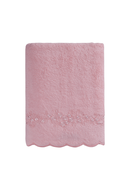 Badetuch SILVIA mit Spitze 85x150 cm - Farbe: Rosa / Pink