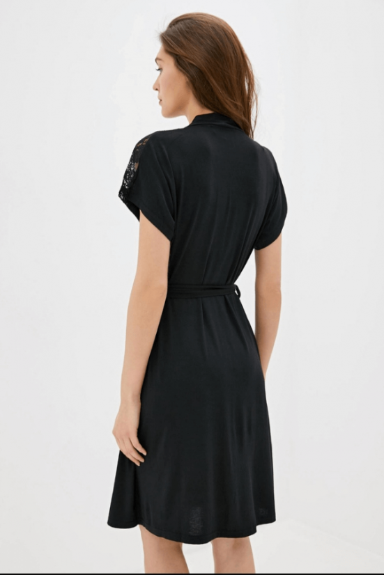 Damenbademantel aus Bambus ERIN - Größe: XL, Farbe: Schwarz / Black
