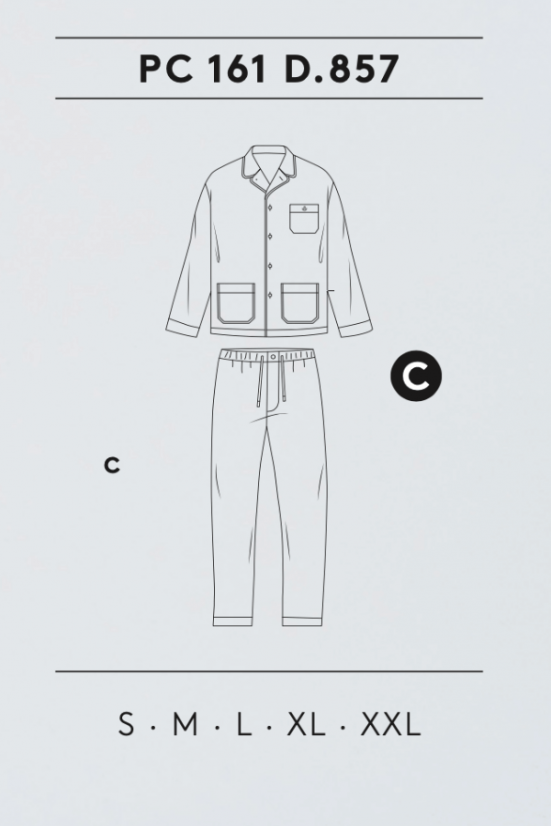 Herren Pyjamas DIEGO - Größe: M, Farbe: Dunkelblau / Navy