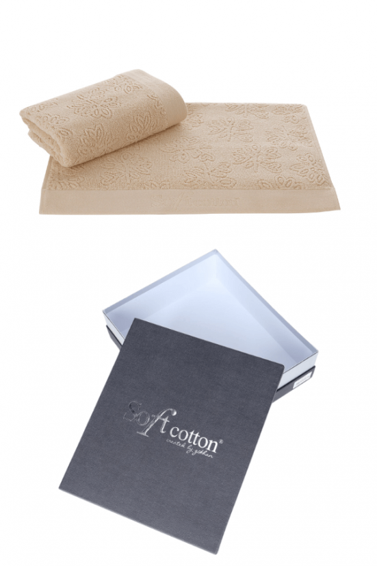 Dárkové balení ručník a osuška LEAF, 2 ks - Barva: Béžová