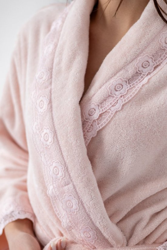 Halat elegant pentru femei FREYA, in cutie cadou - Mărime: L, Culoare: Alb crem / Ecru