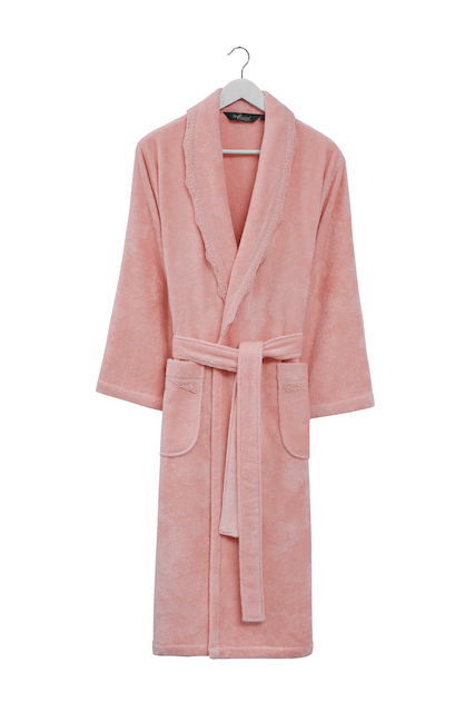 Damenbademantel STELLA + Handtuch + Badetuch + box - Größe: L, Farbe: Rosa / Pink Rose