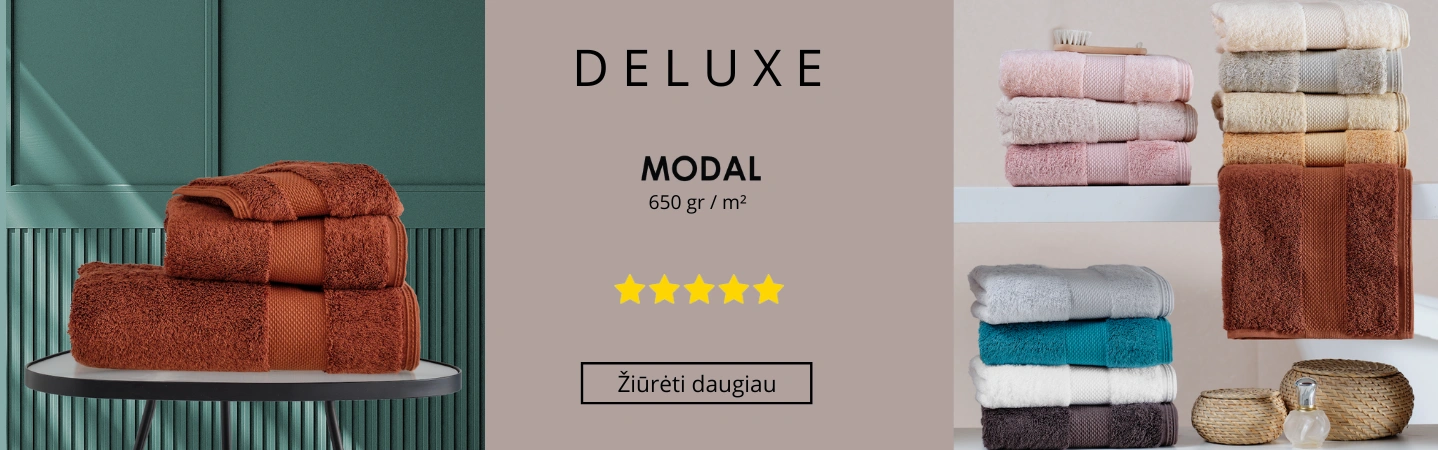 Prabangūs vonios chalatai, rankšluosčiai ir didelės gramatūros rankšluosčiai DELUXE