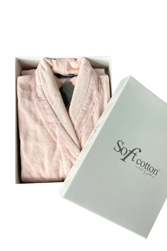 Halat elegant pentru femei FREYA, in cutie cadou - Mărime: L, Culoare: Alb crem / Ecru