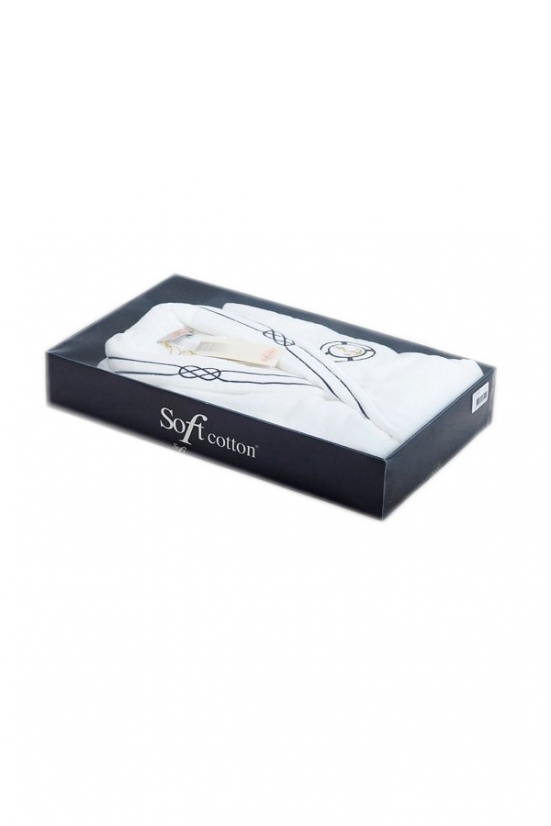 Halat pentru bărbăți de lux MARINE MAN în cutie cadou - Mărime: S, Culoare: Alb / White